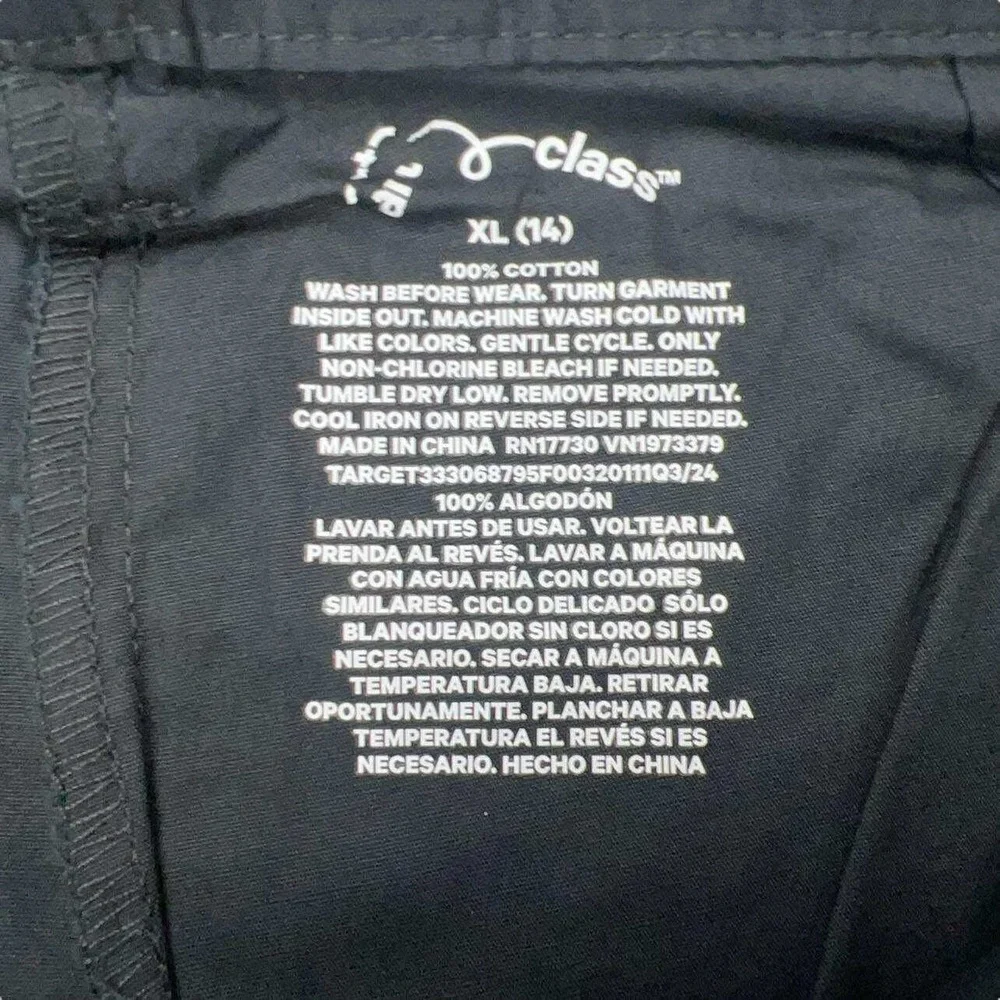 Art Class Girls Black Twill Cargo Pants Adjustable Waist XL Utility Trousers NEW